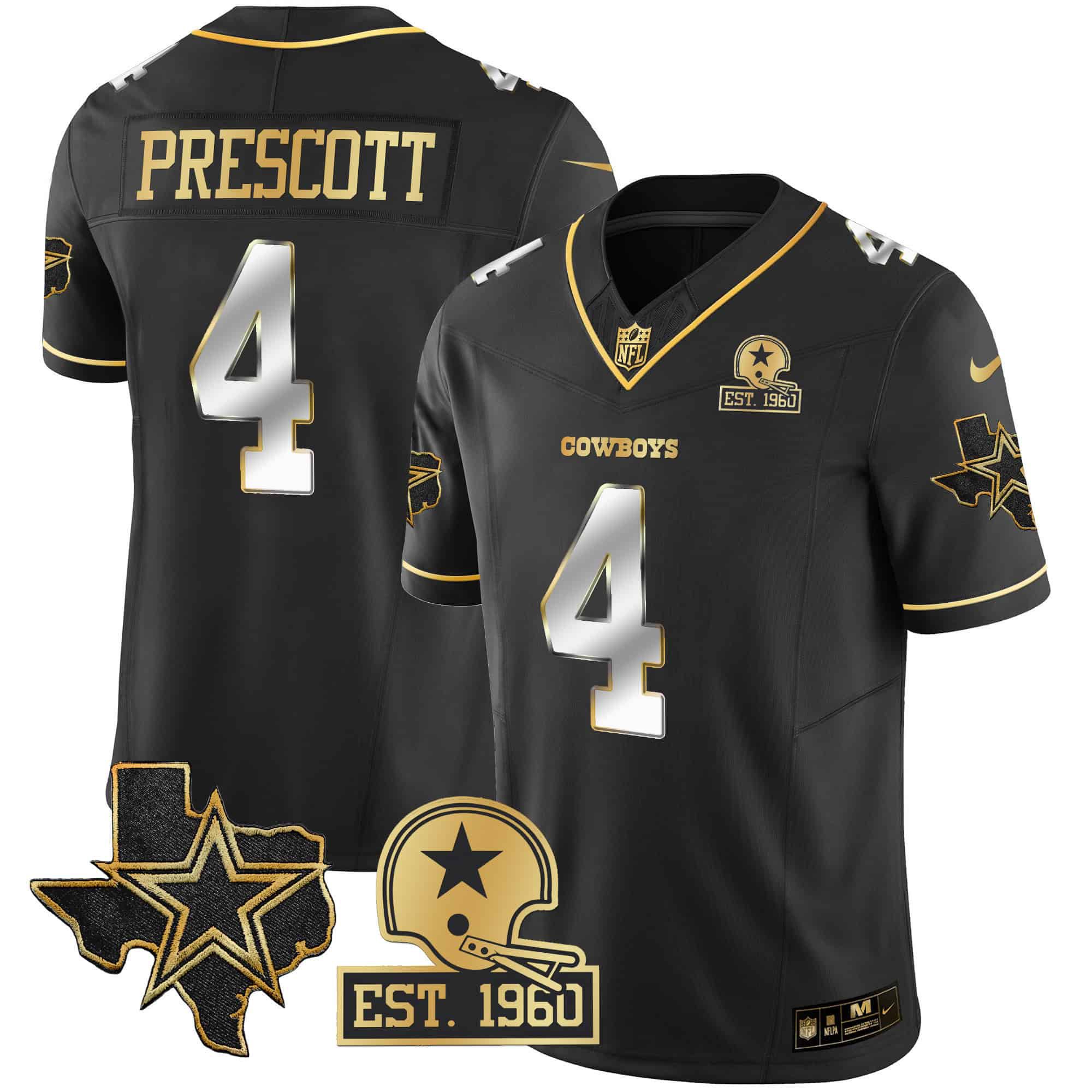Men Dallas Cowboys #4 Prescott Black Gold 2024 Nike Patch Vapor NFL Jersey style 2->indianapolis colts->NFL Jersey